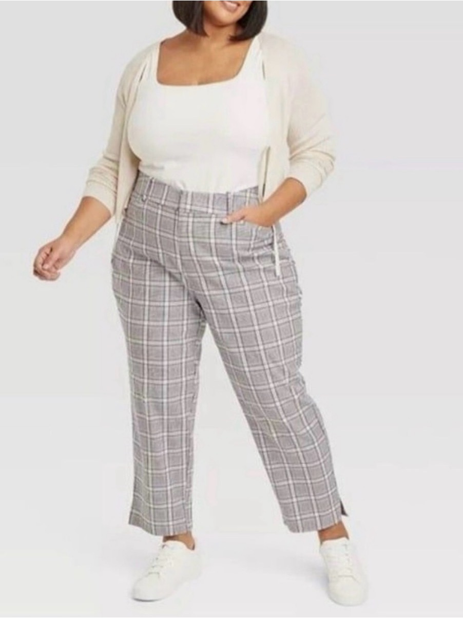 Ava & Viv Plaid High Rise, Ankle, Fitted Hip & Thigh Pants 26
